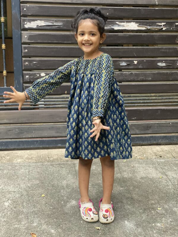 Ajrakh Green dress for girls by Coco Oosh!