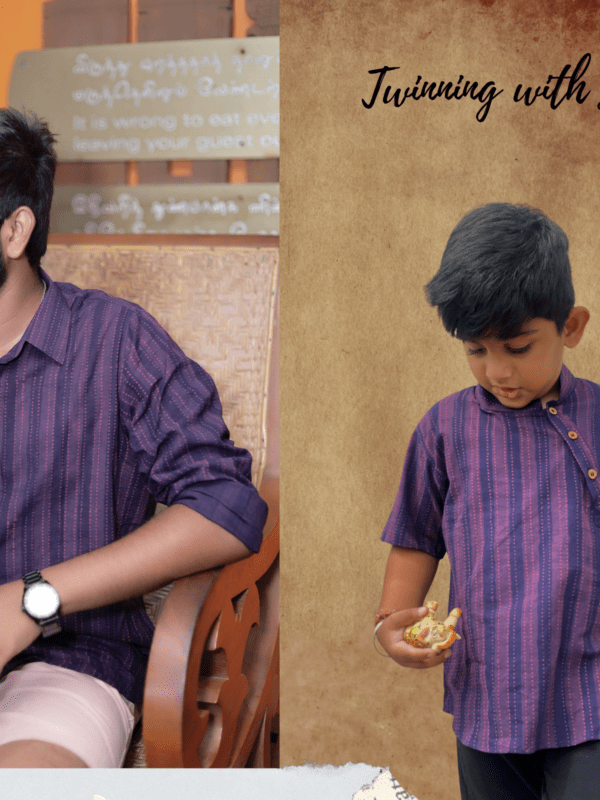 Father-Son twinning in hand block printed shirt