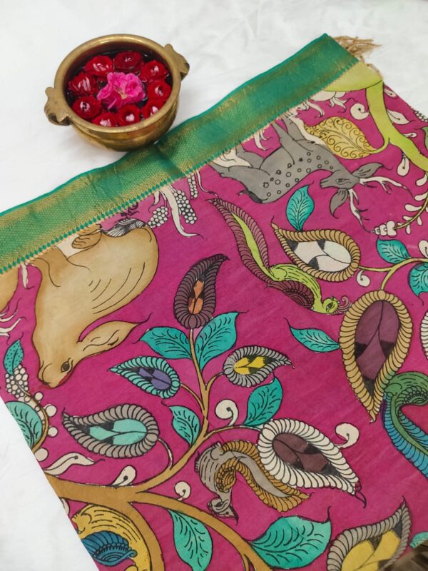 Pink Kalamkari silk dupattah