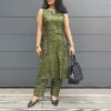 Olive green ikkat co-ord set